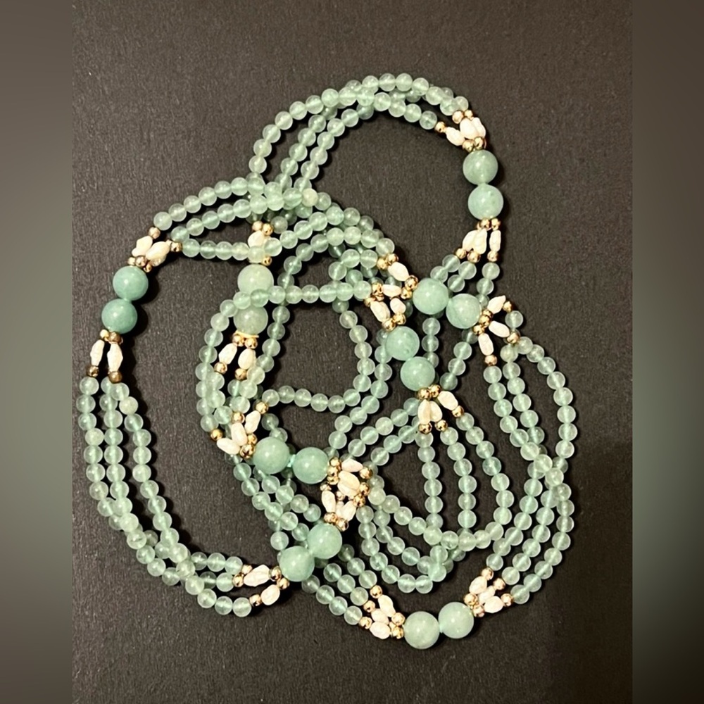 Multi Strand Light Mint Green Translucent, Jade B… - image 5